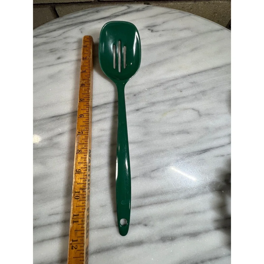 VTG 90s Hunter Green Machi Melamine Slotted Serving Spoon Kitchen Utensil